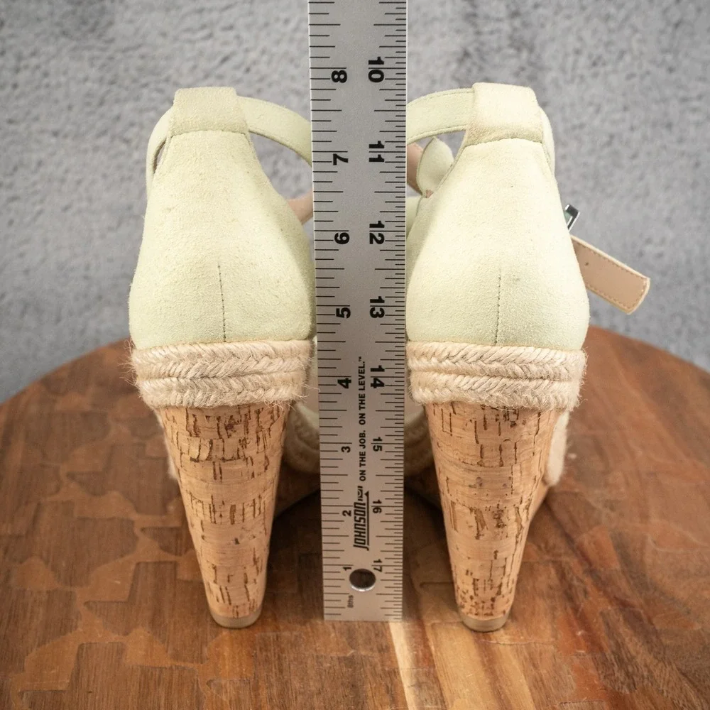 Charles David Women's Ruffled Green Suede Espadrille‎ Wedges Size 7 M New $170